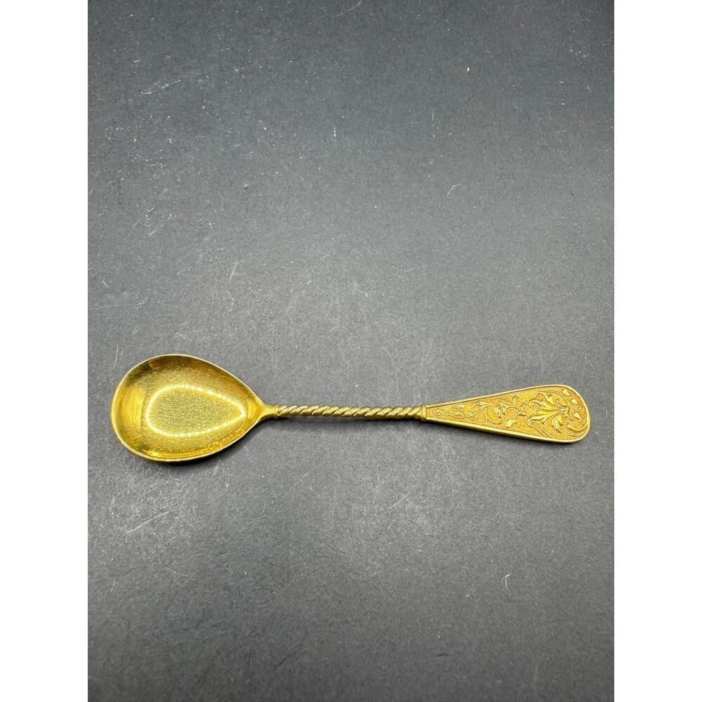 Antique 800 Silver Gold Washed Demitasse Spoons Decorative Twisted Handles